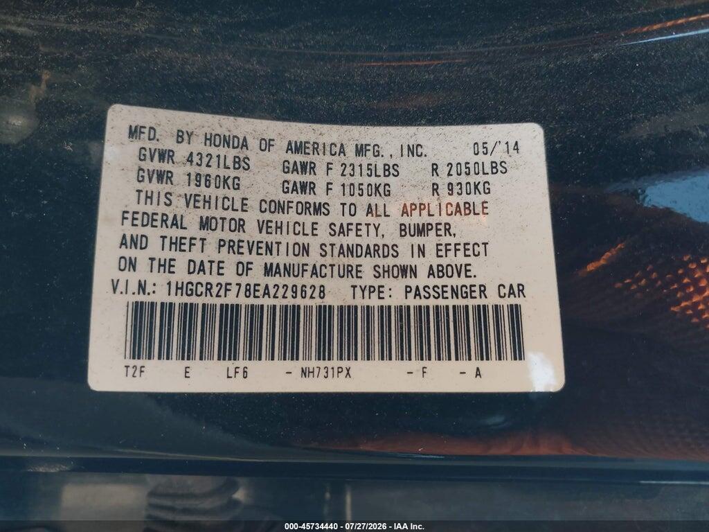 1HGCR2F78EA229628 2014 HONDA ACCORD photo no. 9
