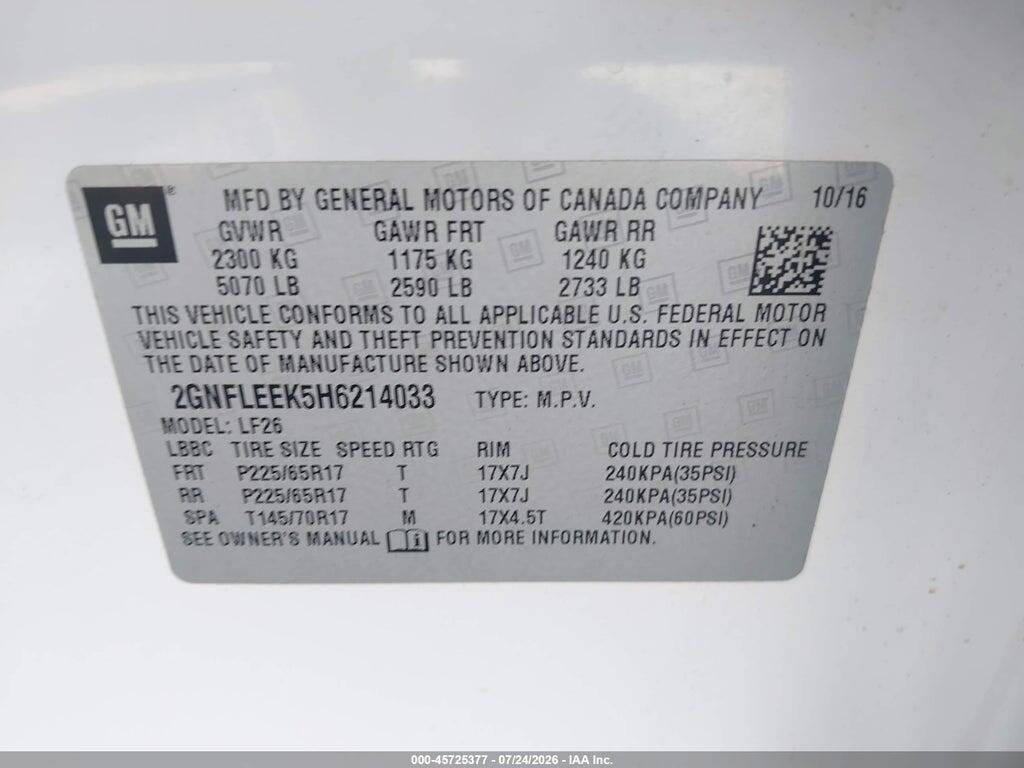 2GNFLEEK5H6214033 2017 CHEVROLET EQUINOX photo no. 9