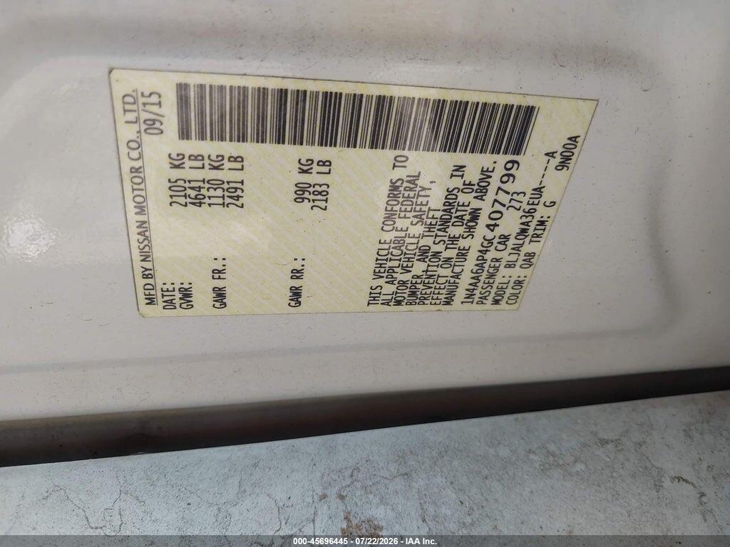 1N4AA6AP4GC407799 2016 NISSAN MAXIMA photo no. 9