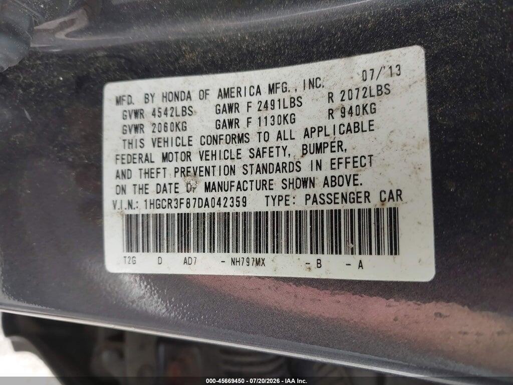 1HGCR3F87DA042359 2013 HONDA ACCORD photo no. 9
