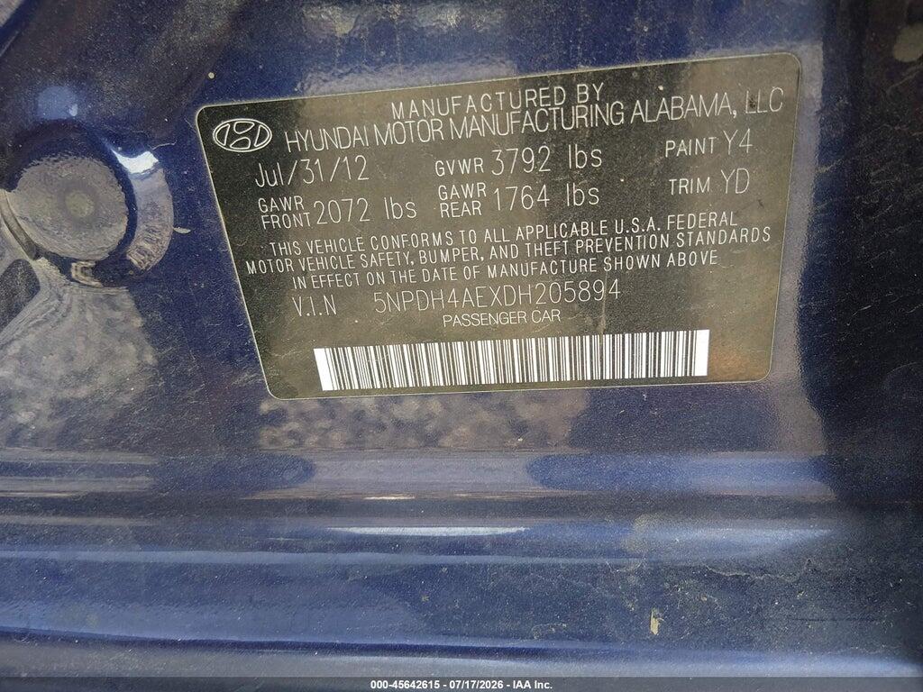 5NPDH4AEXDH205894 2013 HYUNDAI ELANTRA photo no. 9