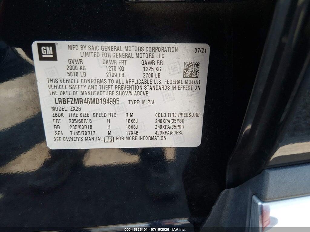 LRBFZMR46MD194995 2021 BUICK ENVISION photo no. 9