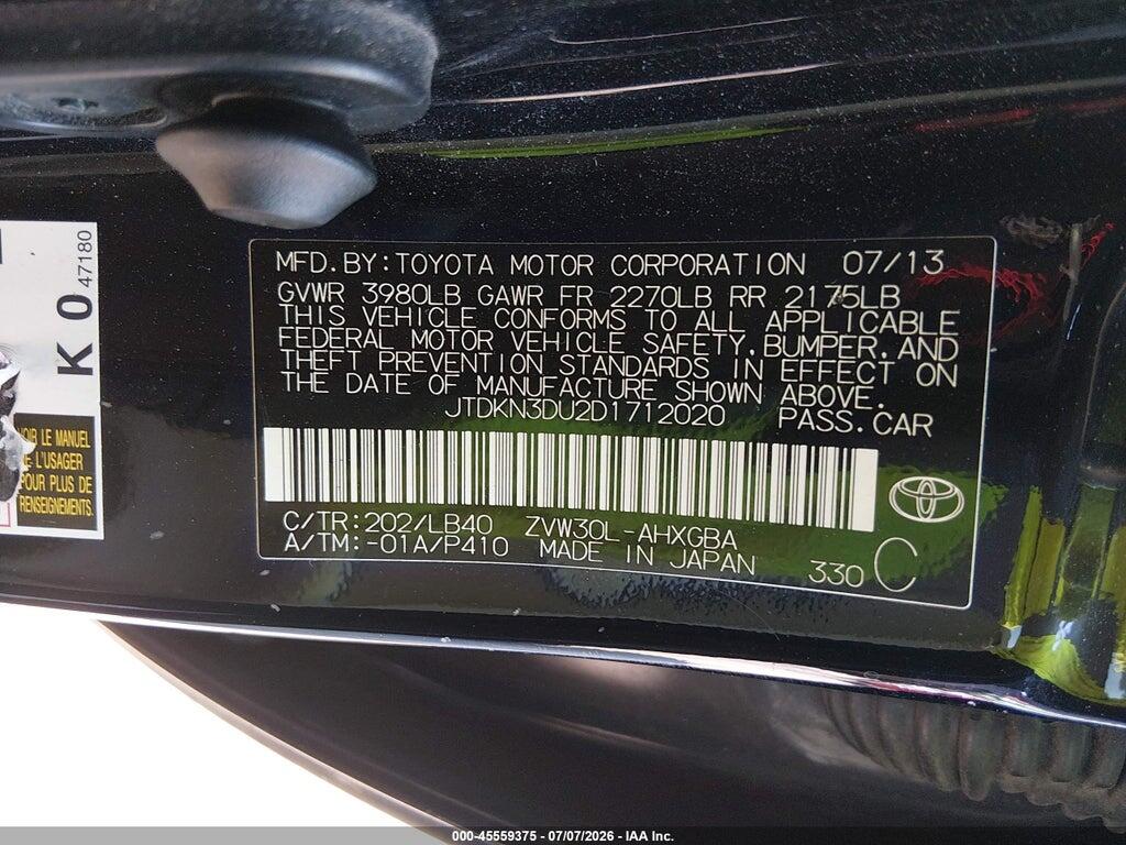 JTDKN3DU2D1712020 2013 TOYOTA PRIUS photo no. 9