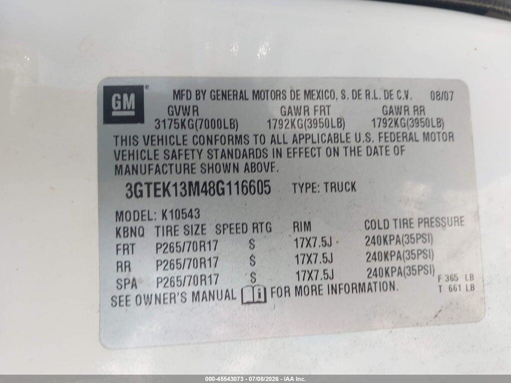 3GTEK13M48G116605 2008 GMC SIERRA 1500 photo no. 9