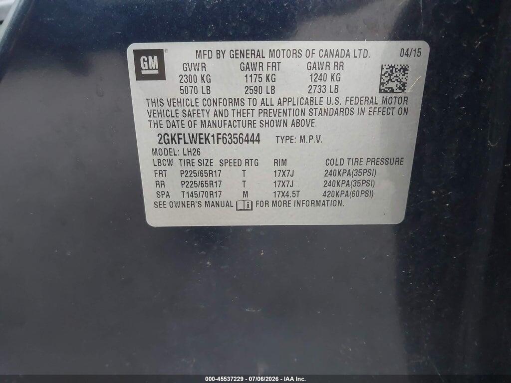 2GKFLWEK1F6356444 2015 GMC TERRAIN photo no. 9