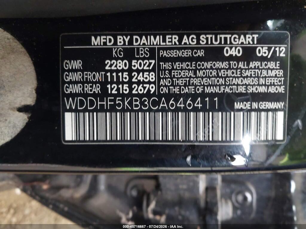 WDDHF5KB3CA646411 2012 MERCEDES-BENZ E 350 photo no. 9