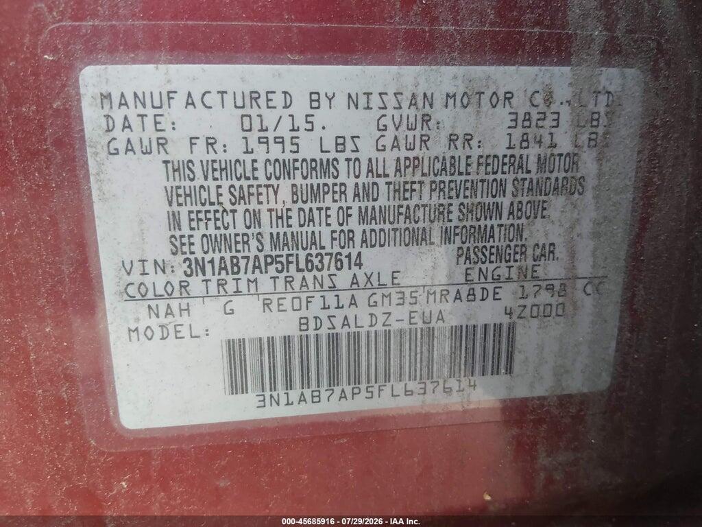 3N1AB7AP5FL637614 2015 NISSAN SENTRA photo no. 9
