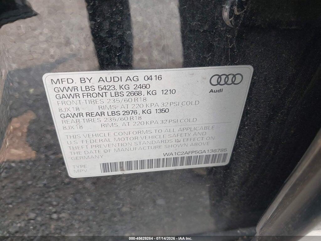 WA1C2AFP5GA136785 2016 AUDI Q5 photo no. 9