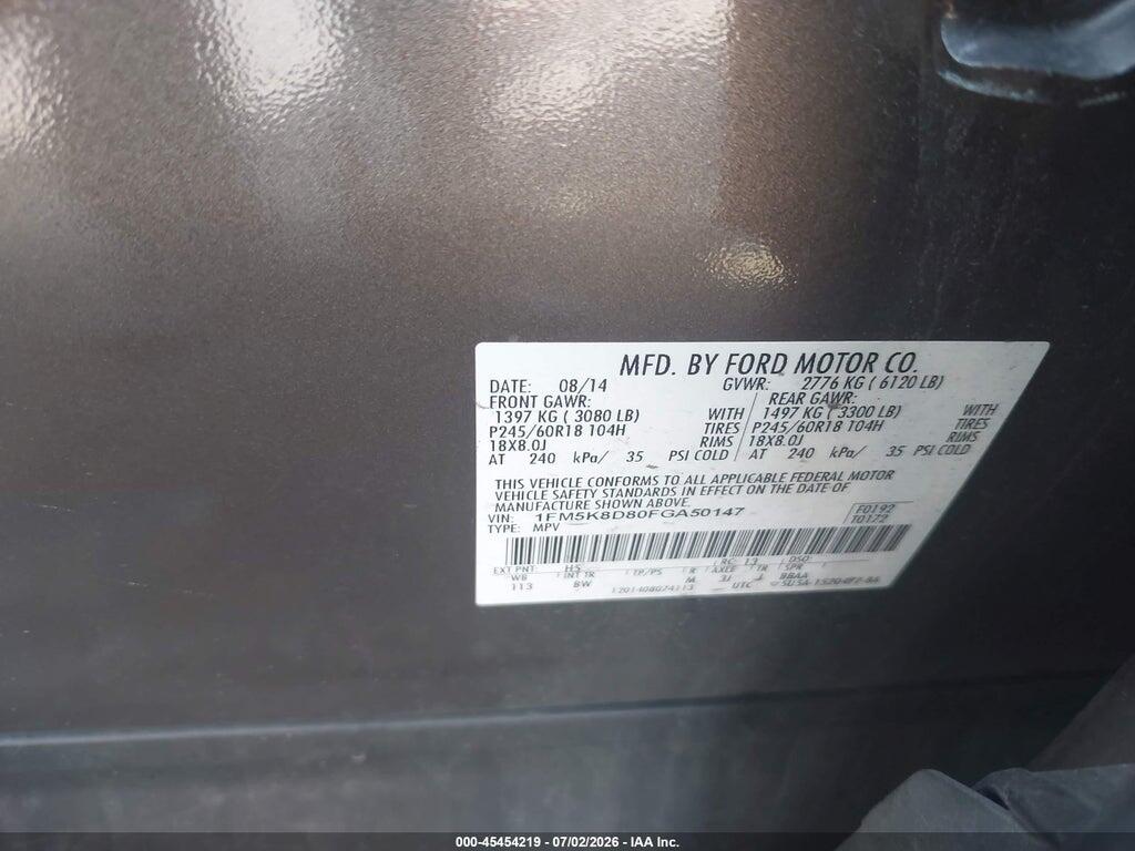1FM5K8D80FGA50147 2015 FORD EXPLORER photo no. 9
