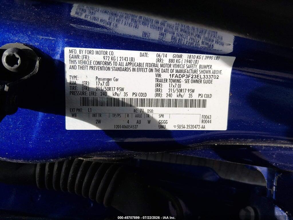 1FADP3F23EL333702 2014 FORD FOCUS photo no. 9