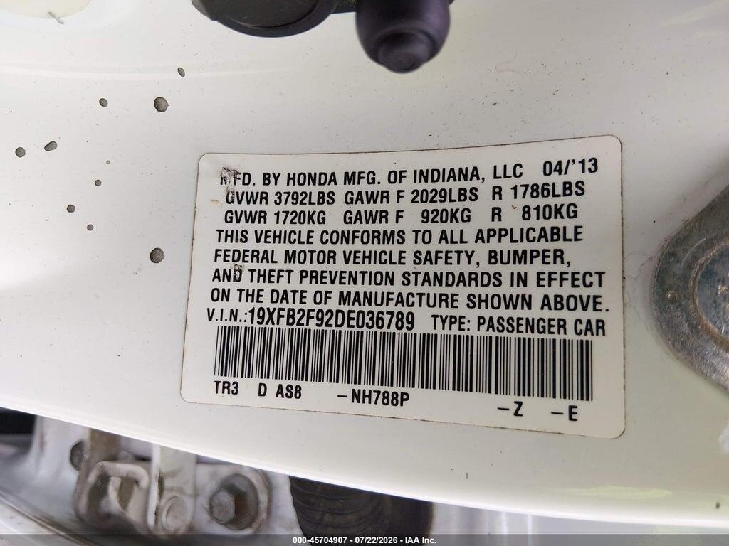 19XFB2F92DE036789 2013 HONDA CIVIC photo no. 9