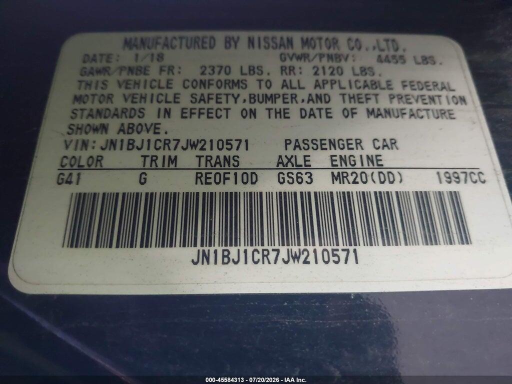 JN1BJ1CR7JW210571 2018 NISSAN ROGUE SPORT photo no. 9