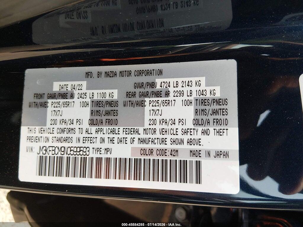JM3KFBCM9N0599593 2022 MAZDA CX-5 photo no. 9