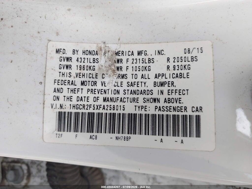 1HGCR2F5XFA258015 2015 HONDA ACCORD photo no. 9