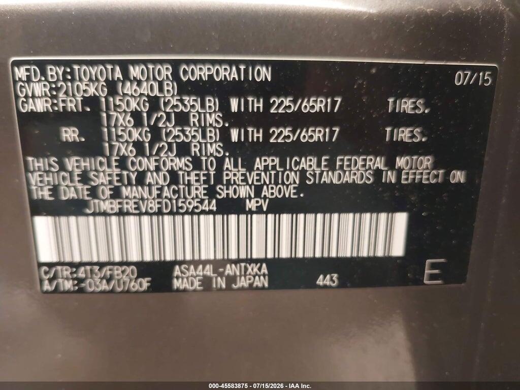 JTMBFREV8FD159544 2015 TOYOTA RAV4 photo no. 9