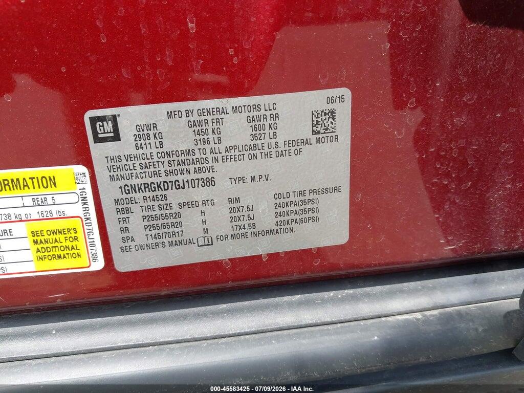 1GNKRGKD7GJ107386 2016 CHEVROLET TRAVERSE photo no. 9