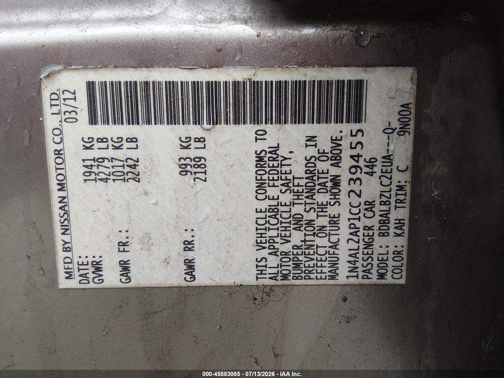 1N4AL2AP1CC239455 2012 NISSAN ALTIMA photo no. 9