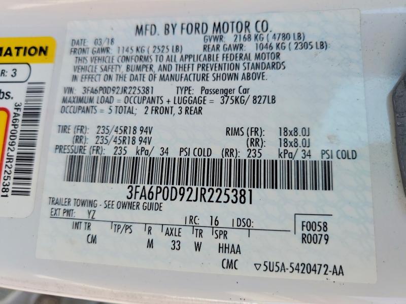2018 FORD FUSION TITANIUM/PLATINUM — Фото 12 из 12