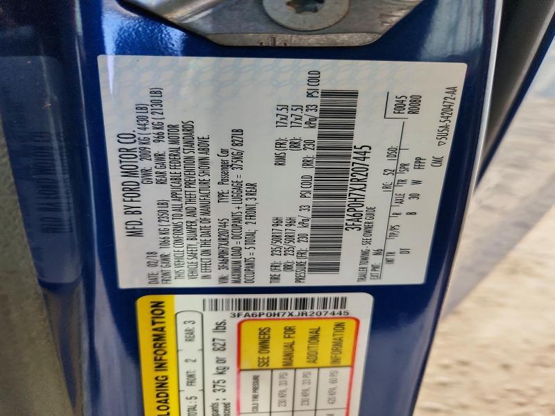 3FA6P0H7XJR207445 2018 FORD FUSION photo no. 12