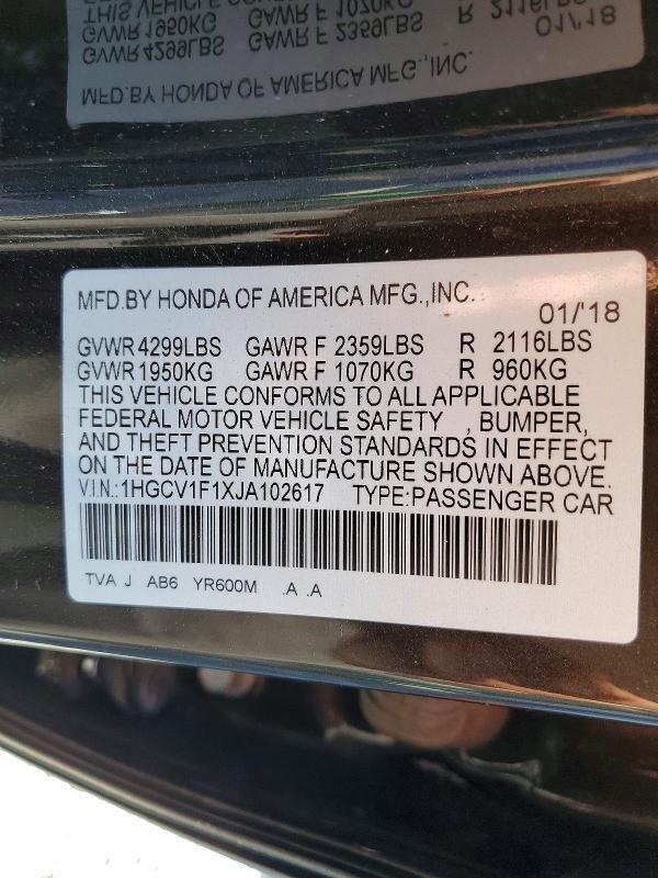 2018 HONDA ACCORD LX — Фото 12 из 12