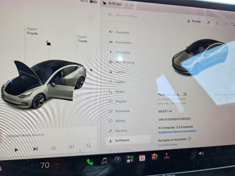 5YJ3E1EBXJF065262 2018 TESLA MODEL 3 photo no. 9