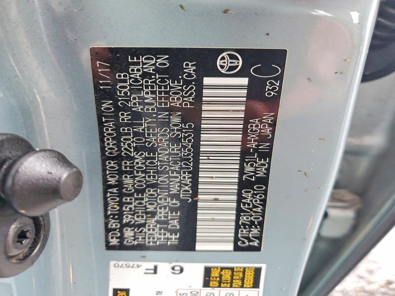 JTDKARFU2J3545315 2018 TOYOTA PRIUS photo no. 12