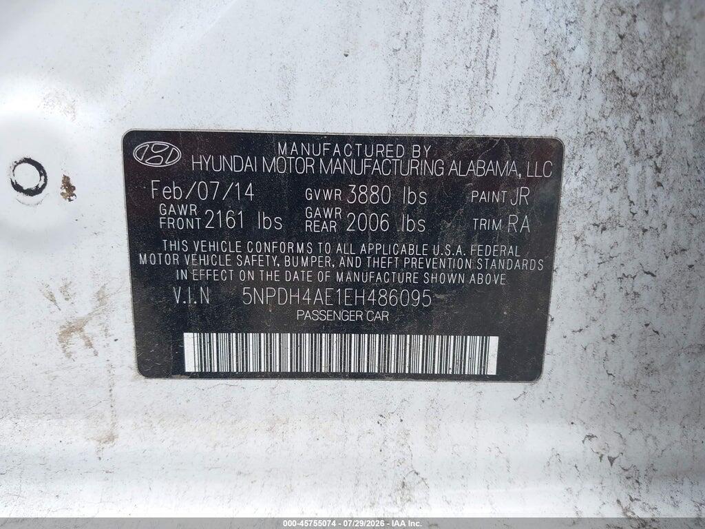 5NPDH4AE1EH486095 2014 HYUNDAI ELANTRA photo no. 9