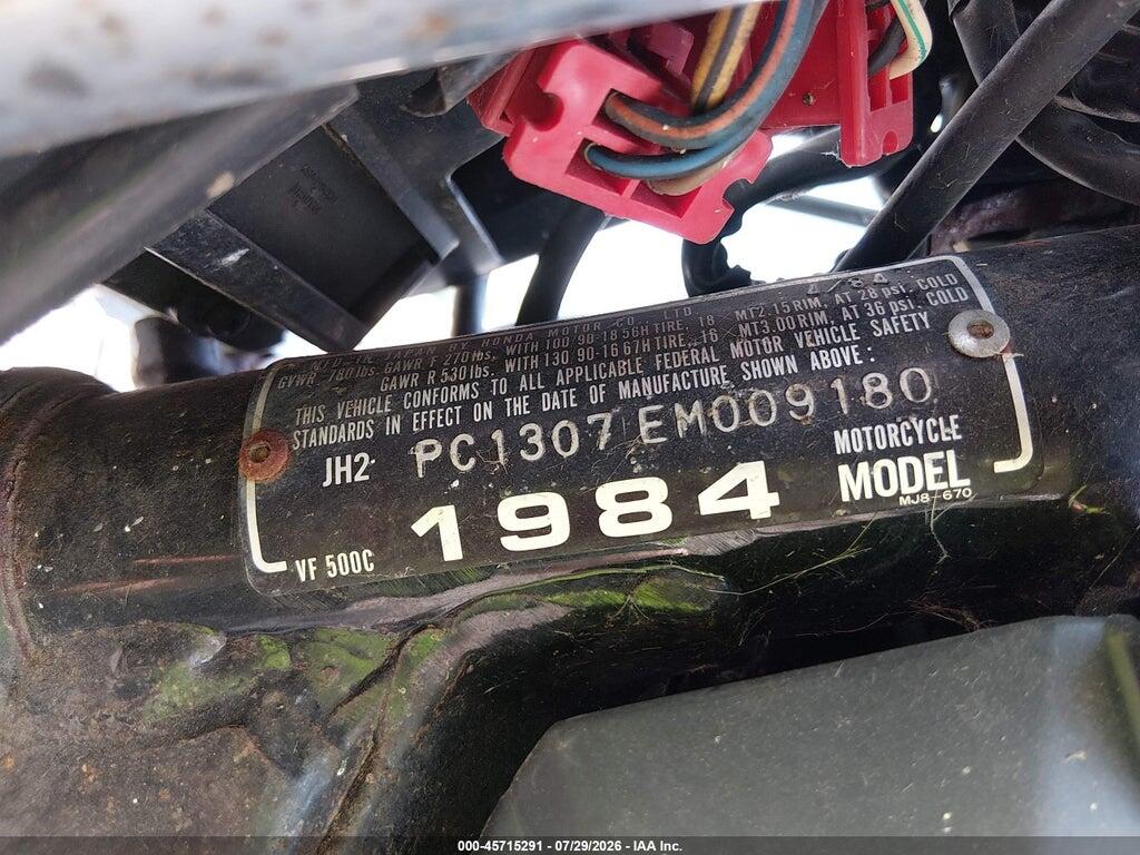 JH2PC1307EM009180 1984 HONDA VF500 photo no. 10