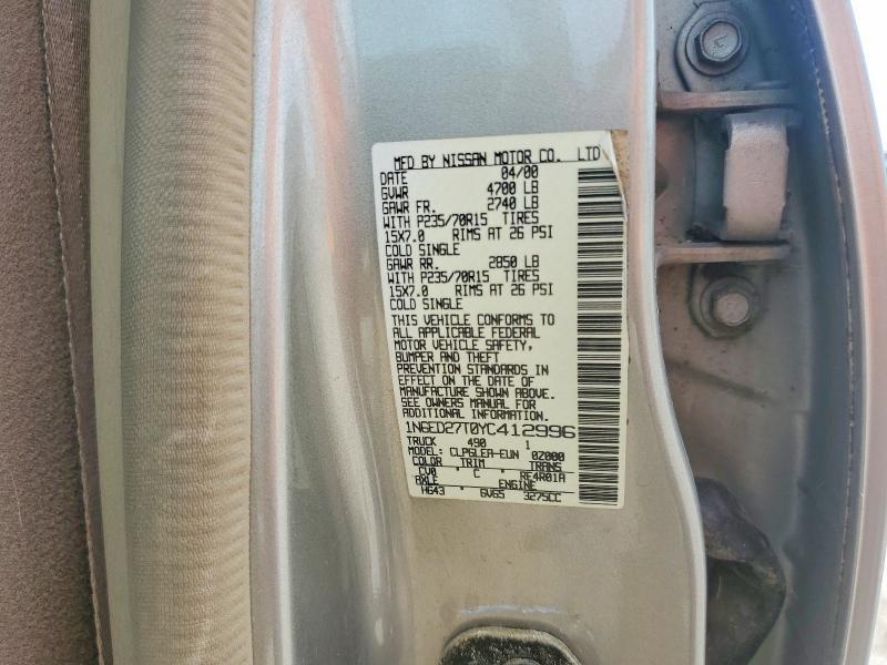 1N6ED27T0YC412996 2000 NISSAN FRONTIER photo no. 12