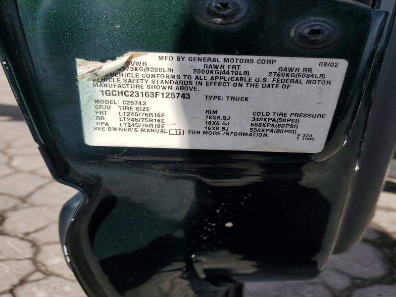 1GCHC23163F125743 2003 CHEVROLET SILVERADO photo no. 12