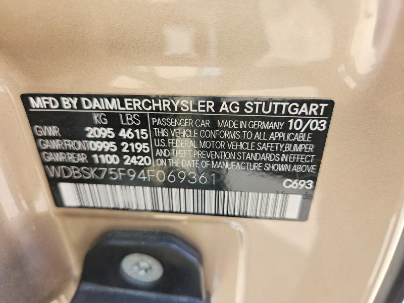 2004 MERCEDES-BENZ SL 500 — Фото 12 из 12