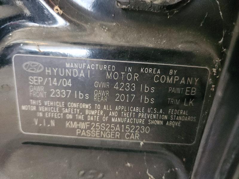 KMHWF25S25A152230 2005 HYUNDAI SONATA photo no. 12