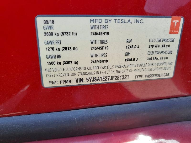 2018 TESLA MODEL S — Фото 12 из 12