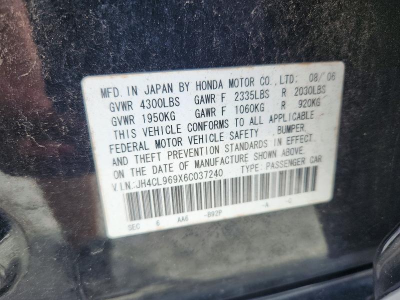 JH4CL969X6C037240 2006 ACURA TSX photo no. 12