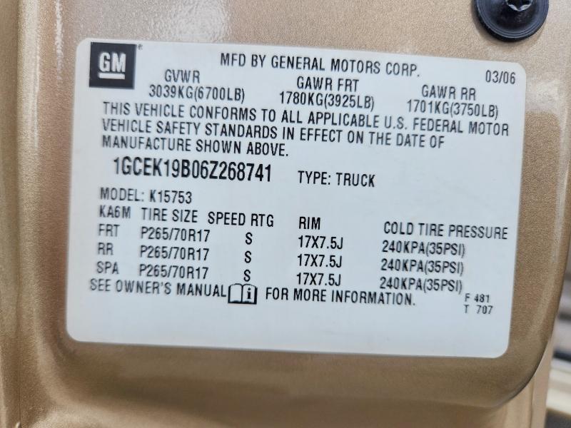 1GCEK19B06Z268741 2006 CHEVROLET SILVERADO photo no. 12