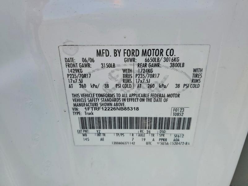 1FTRF12226NB85318 2006 FORD F150 photo no. 12