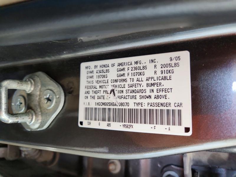 1HGCM665X6A008070 2006 HONDA ACCORD photo no. 12