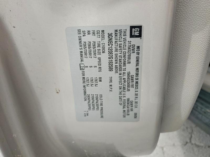 3GNEC12087G182589 2007 CHEVROLET AVALANCHE photo no. 12