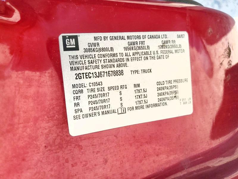 2GTEC13J671678838 2007 GMC NEW SIERRA photo no. 12