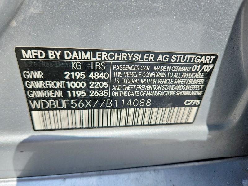WDBUF56X77B114088 2007 MERCEDES-BENZ E photo no. 12
