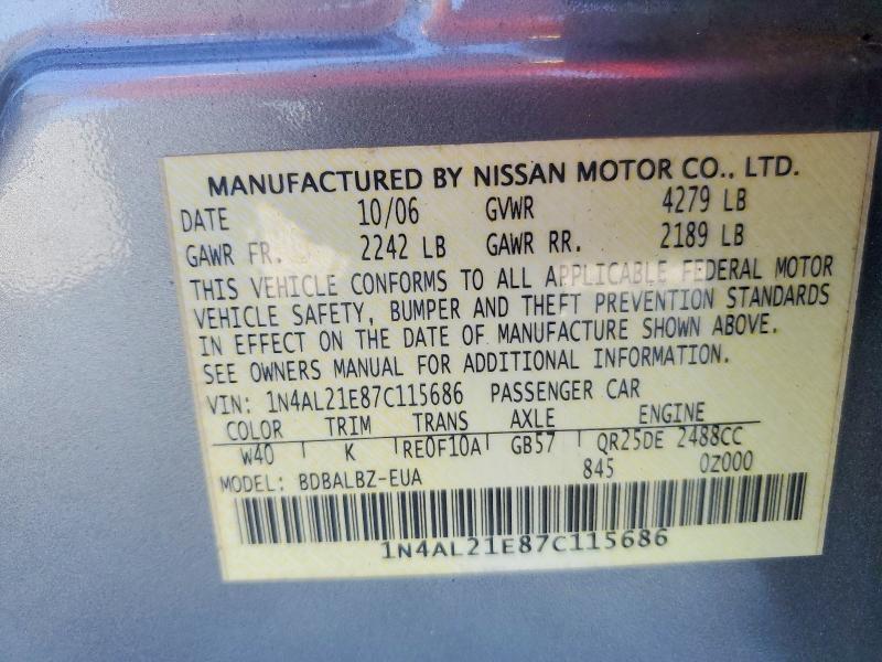 1N4AL21E87C115686 2007 NISSAN ALTIMA photo no. 12