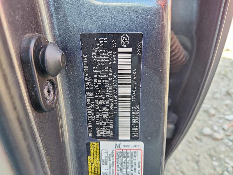 2007 TOYOTA CAMRY LE — Фото 12 из 12