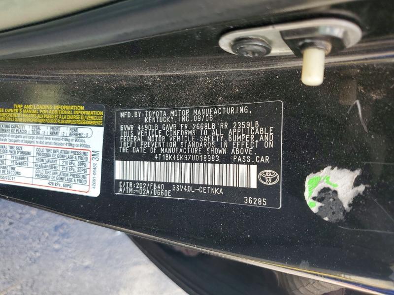 2007 TOYOTA CAMRY LE V6 — Фото 12 из 12