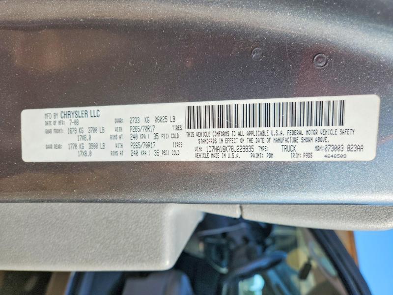 1D7HA16K78J229835 2008 DODGE RAM 1500 photo no. 12