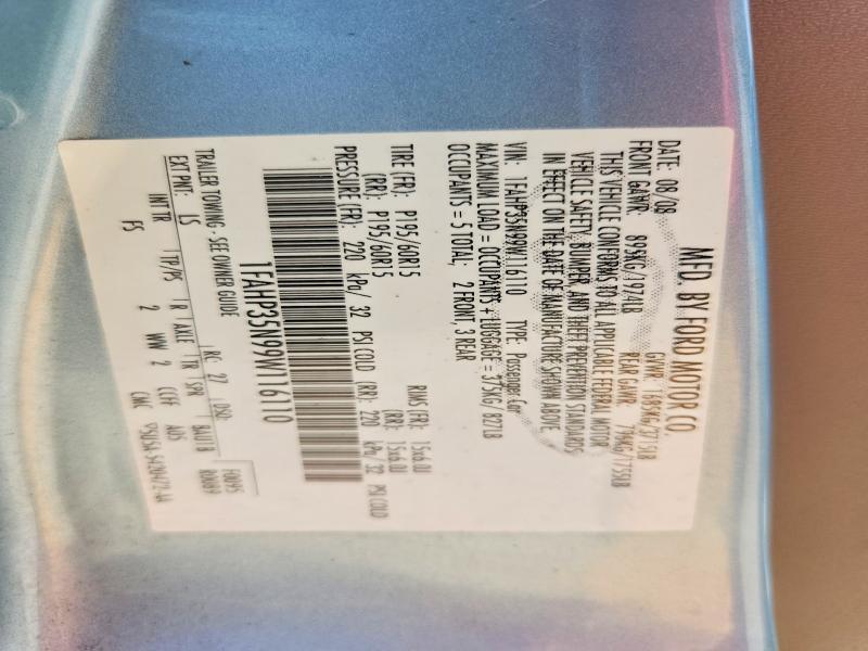 1FAHP35N99W116110 2009 FORD FOCUS photo no. 12