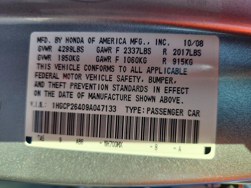1HGCP26409A047133 2009 HONDA ACCORD photo no. 12