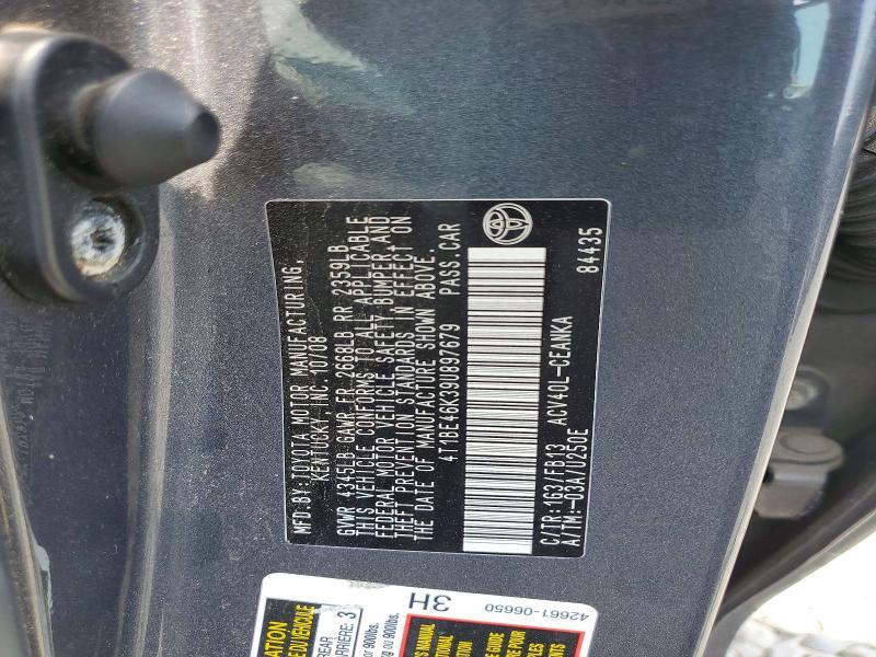 4T1BE46K39U897679 2009 TOYOTA CAMRY photo no. 12