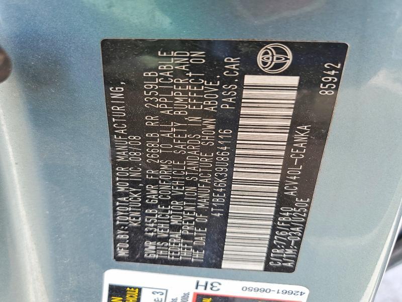 4T1BE46K39U864116 2009 TOYOTA CAMRY photo no. 12