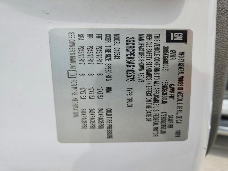 3GCRCPEA3AG102673 2010 CHEVROLET SILVERADO photo no. 12