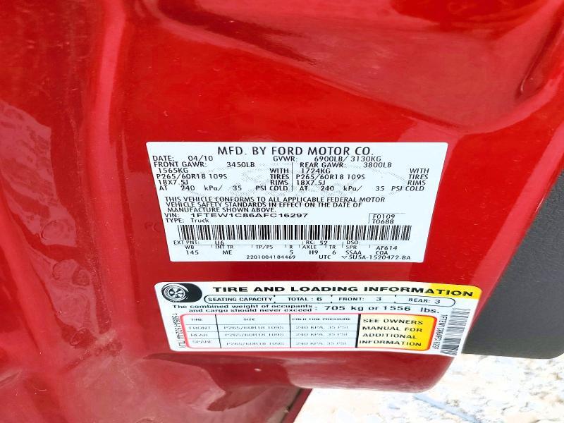 1FTEW1C86AFC16297 2010 FORD F150 photo no. 12